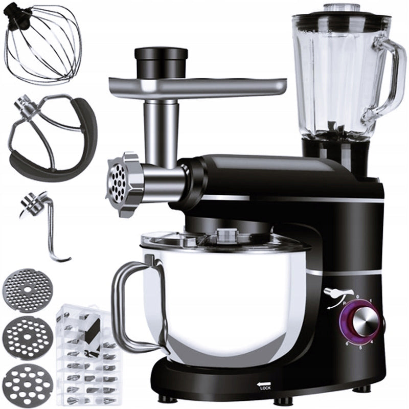 Mixer cu bol de 6.2 l din inox, 3 in 1, Zola®, 2200 W, cu tocator si blender, negru Mixer cu bol de 6.2 l din inox, 3 in 1, Zola®, 2200 W, cu tocator si blender, negru
